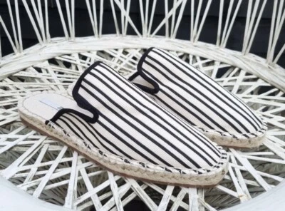 Zara Women's Flat Canvas Espadrilles Beach Casual Style Beige/Black UK 5/EUR 38 - Image 1 of 4