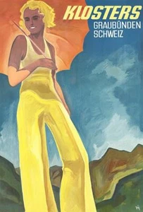 Klosters Graubünden, Schweiz - Switzerland - 1930's - Travel Poster Magnet - Picture 1 of 2