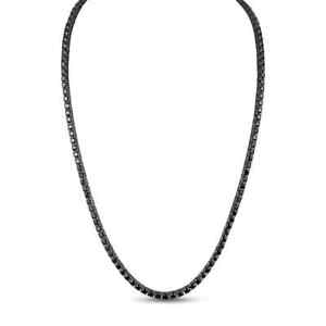 Black Finish Solid 925 Sterling Silver 3mm Round Cut CZ Tennis Chain Necklace