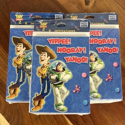 Invitaciones de fiesta vintage Toy Story 2 ¡Yippee! Hooray! 24 Tarjetas NUEVO Stock Antiguo Foto 1 de 4