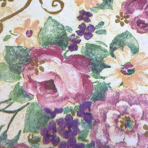 Paper Luncheon Napkins Crafting Decopage Floral Print Gold Pink Lot Of 11 - Picture 1 of 5