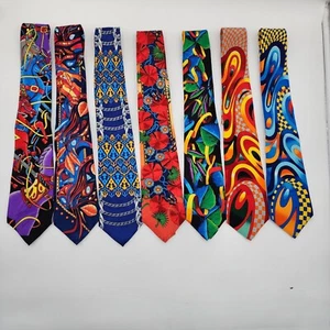 Lot of 7 Rush Limbaugh 1990s No Boundaries Collection Colorful Silk Ties US MADE - Picture 1 of 11