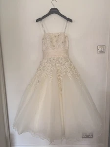Justin Alexander tea length wedding dress 8465 size UK 8 ivory - Picture 1 of 6
