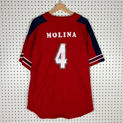 Camiseta Yaider Molina Cardenales de San Luis Talla XL Starter Cosida Botón Rojo #4 Foto 1 de 4