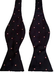 Brooks Brothers Luxus verstellbare marineblau rosa gepunktete Seide Herren Fliege - Bild 1 von 9