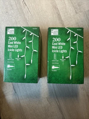 (2) Mini luces LED para hielo blancas frías para interiores/exterior con detalles para el hogar vacaciones 200 Foto 1 de 4