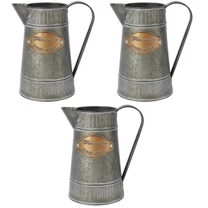 3 Stück antike Eisen Blumentopf Blumen Vase mit Griff Home Ornamente - Bild 1 von 12