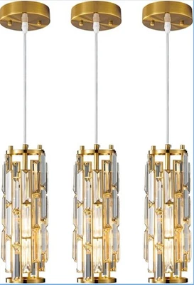 3-Pack Modern Gold Pendant Light-Mini Crystal Chandelier Pendant Lighting - Image 1 of 4