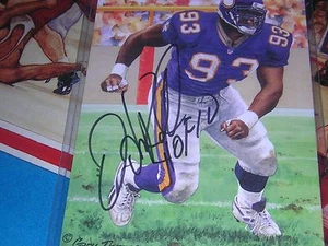 Tarjeta de arte de línea de gol firmada en persona con patio 10 de John Randle - Imagen 1 de 1
