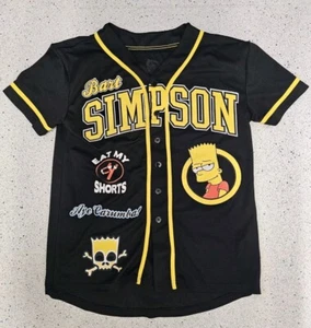 Maglietta maglia baseball The Simpsons Black Gold Bart Simpson #89 Eat My Shorts M - Foto 1 di 5