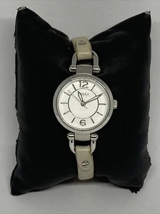 Fossil Georgia ES3808 Women's White Leather Analog Dial Quartz Wrist Watch EY56 - Picture 1 of 12