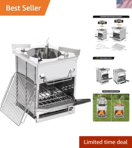 Backpacking Wood Grill Cooking Stove - Stainless Steel, Portable & Versatile - Picture 1 of 11