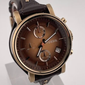 Fossil Boyfriend Watch ES3907 Womens Chronograph Date 38mm Case Brown Bund Strap - Picture 1 of 13