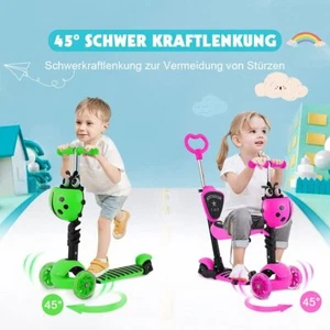 LED Räder Kinderroller Kinderscooter Dreiradscooter Faltbar Scooter Sitz Sets DE - Bild 1 von 33