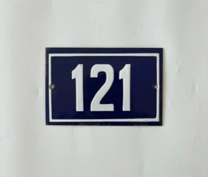 Vintage 1950's Enamel Porcelain Street House Sign 121 Plaque Number #121 - Picture 1 of 2