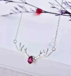 2CT Pear Cut Lab Created Pink Ruby Women's Chain Pendant 14K White Gold Finish - Picture 1 of 3