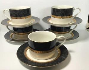 Retroneu Gray Marble Cup & Saucer Set of 5 - Picture 1 of 6