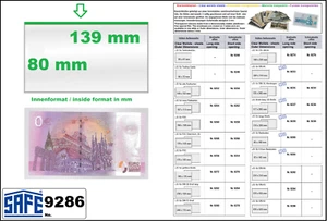 1000-SAFE-9286-Banknotenhüllen-Klarsichthüllen-139x80mm-Für 0-Euro-Scheine - Bild 1 von 6