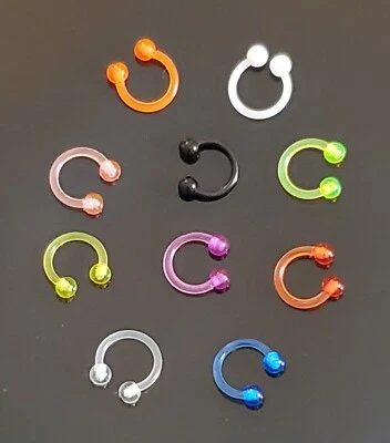 10 PIEZAS - Calibre 16G - 8 mm - Joyería colorida retenedor de herradura - Acrílico - Sin metal Foto 1 de 2