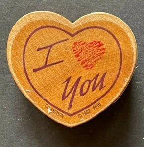 Vintage Valentinstag Ich liebe dich Herzform Comotion Holz Stempel - Bild 1 von 2