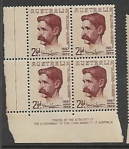 1949 Henry Lawson Imprint Block of 4 MUH/MNH As Issued - Picture 1 of 1