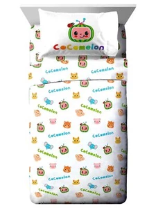 Cocomelon Tiere Kinder Komplettes Mikrofaser Laken Set, Weiß Mondkäfer Bettwäsche - Bild 1 von 2
