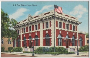 Postal del condado de Tazewell para construcción de ladrillos de la oficina de correos de EE. UU. Pekín Illinois IL - Imagen 1 de 2
