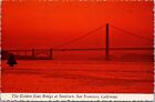 Golden Gate Bridge San Francisco CA California Sundown Czerwona Vintage Pocztówka D51
