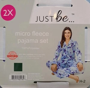 Damen Micro Fleece Pyjama Set Größe 2X Blau Elastische Taille Unterteil Neu mit Etikett - Bild 1 von 5