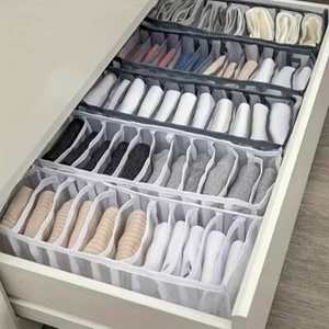 6 Stück faltbare Schublade Unterwäsche Organizer, Kleiderschrank Netz Aufbewahrungsbox - Bild 1 von 6