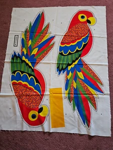 FABRIC PANEL Just Cut & Sew Adorable Colorful Parrot Bird Soft Sculpture 21 X 35 - Picture 1 of 6