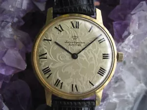 Jules Jurgensen Vintage 18k Solid Yellow Gold Wrist Watch, FANCY TAPESTRY DIAL - Picture 1 of 12