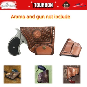TOURBON Leather Belt Pocket Holster Fit NAA 22Mag Mini Barrel Revolver Ammo Case - Picture 1 of 24