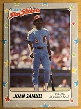 1988 Fleer Star Stickers Juan Samuel Card #110 Phillies Mid-Grade EX-MT O/C