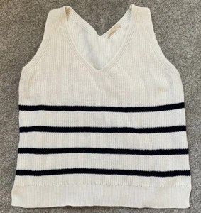 SEASALT CORNWALL ladies cream and blue stripe CANARY VEST size 16 - Picture 1 of 4