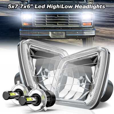 Pair 5x7"7x6"LED Headlight Hi-Lo Beam DRL For Ford F150 F250 F350 1981-1986 - Image 1 of 4