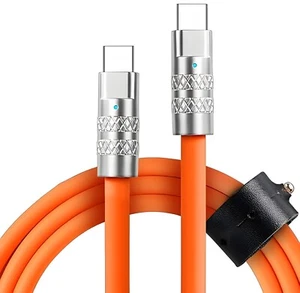Câble silicone épais coloré USB-C vers USB-C, 1m ou 2m, câble haute puissance 100W - Photo 1 sur 41