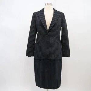 Max Mara Skirt Suit Blazer Jacket Set Womens 6 36 Gray Pinstripe Classic Career - Picture 1 of 12