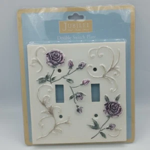 Jubilee Bordeaux Purple Rose Double Light Switch Plate Cover Springs Industries - Picture 1 of 5
