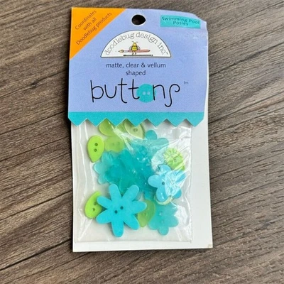 NEW Vintage Y2K Doodlebug Design Inc Flower Buttons Swimming Pool Posies 18 Pc - Image 1 of 4