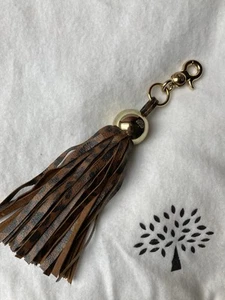 Mulberry Vintage Tan Leather Leopard Print Tassel/ Bag Charm New Without Tags - Picture 1 of 5
