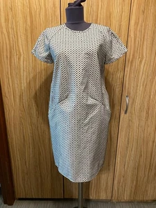 HENRIK VIBSKOV WHITE AND BLACK COTTON BLEND GEOMETRIC SHIFT DRESS-S - Picture 1 of 12