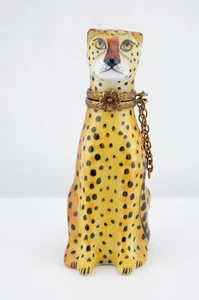 Beautiful Limoges Cheetah Parry Vielle Hand Painted Trinket Box - Picture 1 of 4