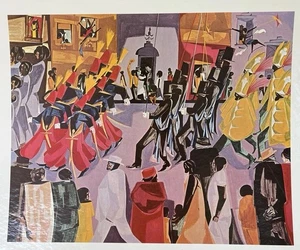 Vintage Jacob Lawrence 1960 "Parade" AMERICAN Harlem Black History Kunstdruck 28"x22" - Bild 1 von 5