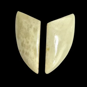 Riesige Monies-Stil cremefarbene Horn Clip-On geometrische Ohrringe, Vintage unbeschriftet - Bild 1 von 5