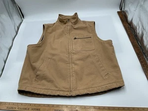 Katahdin Iron Works LL Bean Vest Mens Size XL Wool Lined Canvas Khaki Brown A - Picture 1 of 11