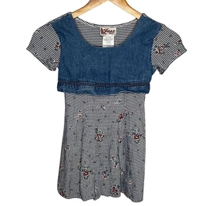 Vestido de guinga vintage Jazz para niños niñas talla 7 floral a cuadros chaleco de mezclilla Cottagecore - Imagen 1 de 8