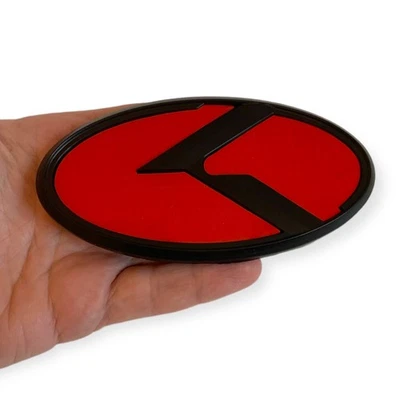 Exclusive KIA Grille Emblem Front Black Logo on Red Hood Badge for Rio Cadenza - Image 1 of 3