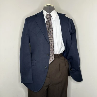 Blazer pequeño Circle S para hombre 36S azul marino abrigo deportivo traje chaqueta vaquero occidental rancho Foto 1 de 4