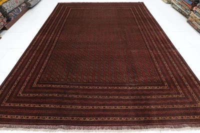 10 x 13 ft Oriental Bokhara Red Area Rug Afghan Hand Knotted Wool Tribal Rug - Image 1 of 4